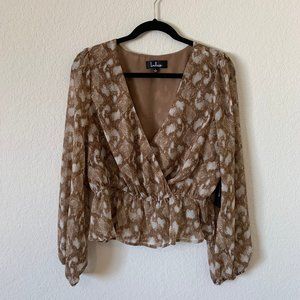 Lulu’s Snake Print Peplum Long Sleeve Top